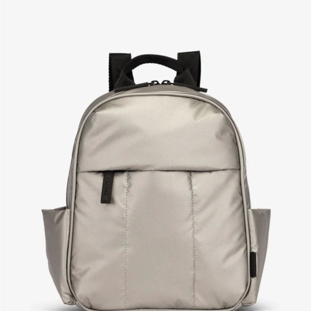Calpak Luka Mini Backpack in gunmetal color.